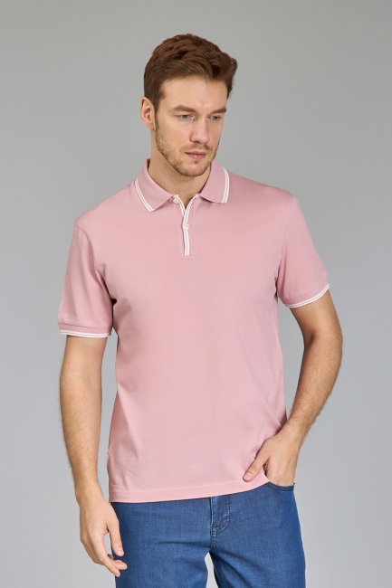 POLO YAKA DÜĞMELİ Pembe - (1)