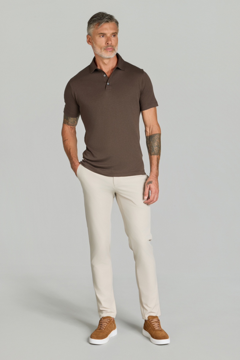 Polo Yaka Kahve Doğal Pamuk Erkek Tshirt (1)