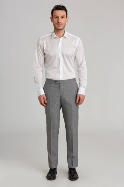 Regular Fit Gri Klasik Erkek Pantolon - 1