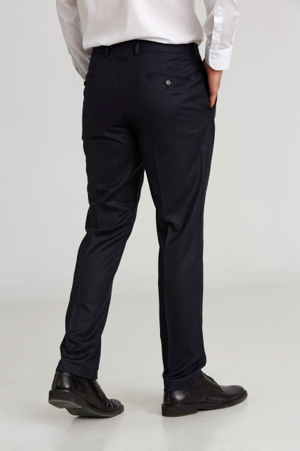 Regular Fit Düz Dokuma Flanel Lacivert Klasik Erkek Pantolon - Bisse (1)
