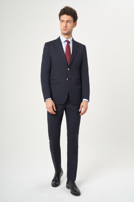 Regular Fit Lacivert Düz Erkek Takım Elbise - 4