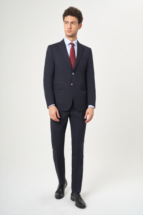 Regular Fit Lacivert Düz Erkek Takım Elbise - 4