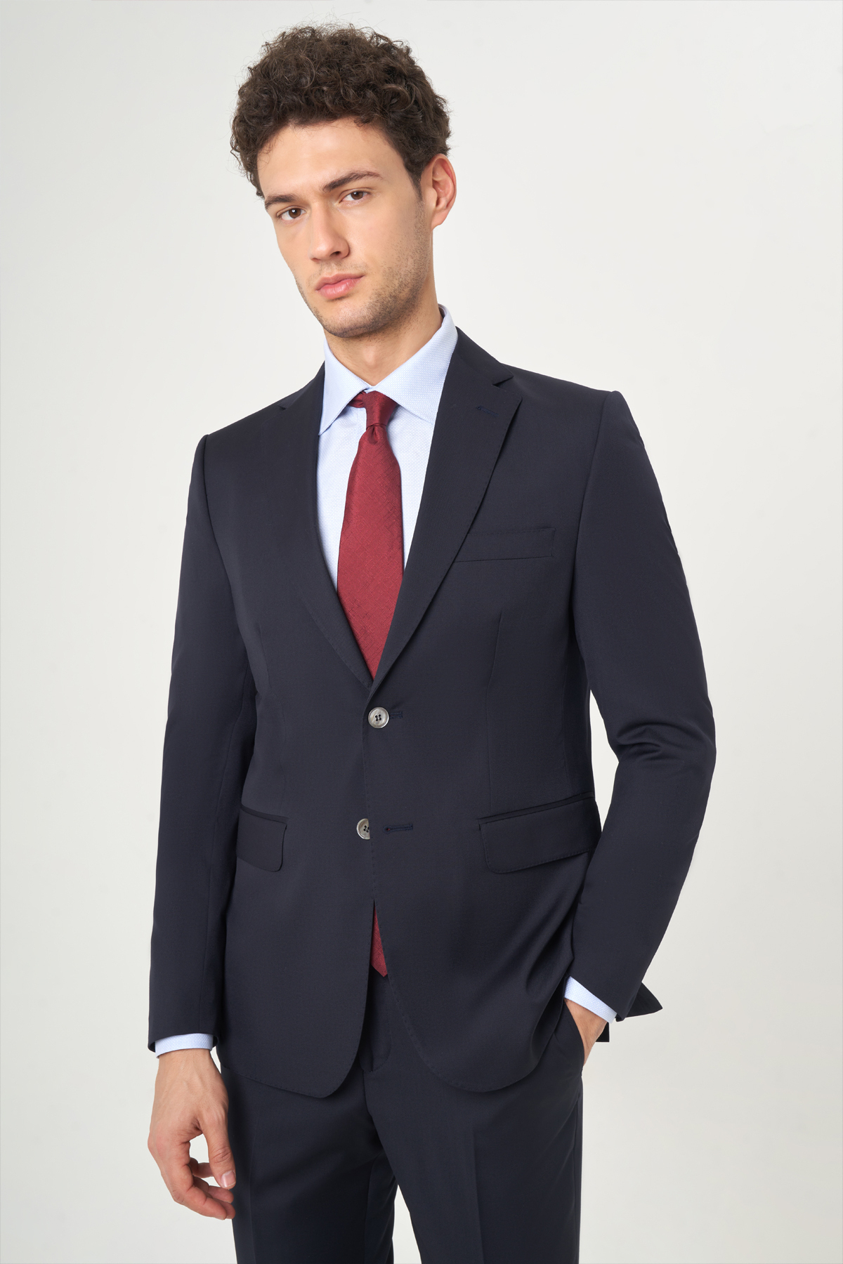 Regular Fit Lacivert Düz Erkek Takım Elbise