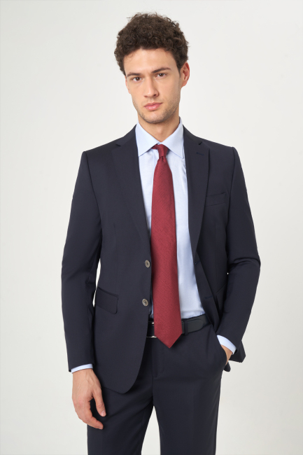 Regular Fit Lacivert Düz Erkek Takım Elbise - 3