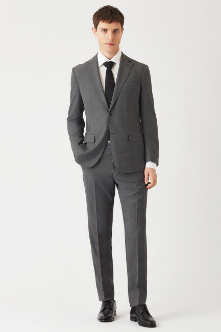 Bisse Erkek Modern Fit Mono Yaka 2 Düğmeli Çift Yırtmaçlı Takım Elbise ANTRASIT. 1 Bisse Erkek Modern Fit Mono Yaka 2 Düğmeli Çift Yırtmaçlı Takım Elbise ANTRASIT. 1