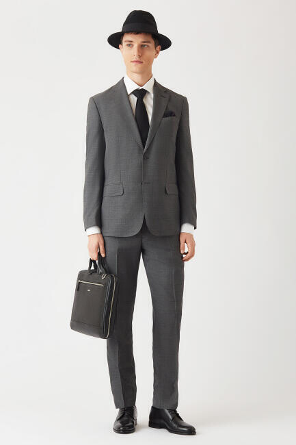 Bisse Erkek Modern Fit Mono Yaka 2 Düğmeli Çift Yırtmaçlı Takım Elbise ANTRASIT. 4 Bisse Erkek Modern Fit Mono Yaka 2 Düğmeli Çift Yırtmaçlı Takım Elbise ANTRASIT. 4