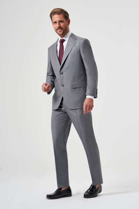 Comfort Fit Mono Yaka Drop 6 Gri Erkek Takım Elbise - 1