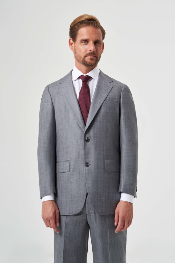 Comfort Fit Mono Yaka Drop 6 Gri Erkek Takım Elbise - 5