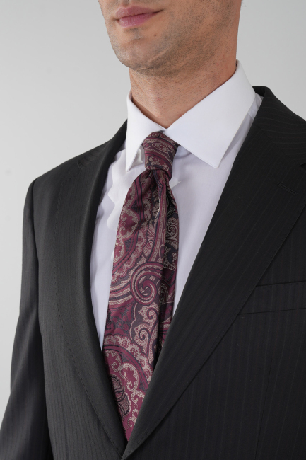 Siyah Mono Yaka Çift Yırtmaçlı 6 Drop Yün Takım Elbise - 3