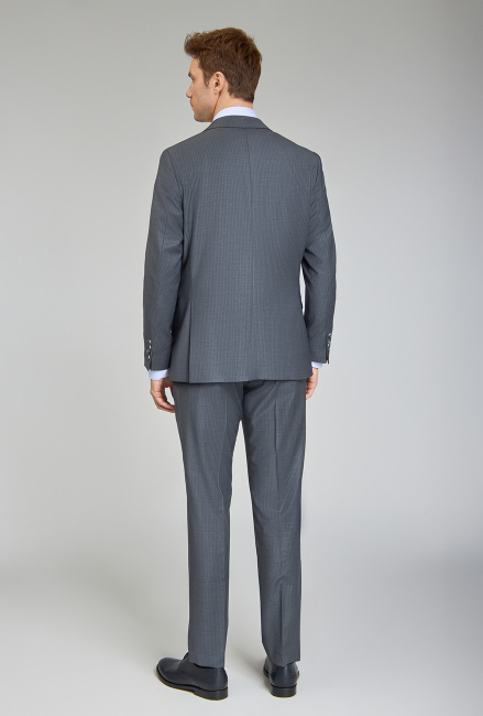 Mono Yaka, Çift Yırtmaçlı, Slim Fit Gri 6 Drop Erkek Takım Elbise - 7