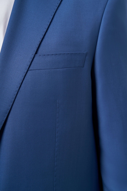 Comfort Fit Mono Yaka Drop 6 Çift Yırtmaçlı Açık Lacivert Erkek Takım Elbise - 3