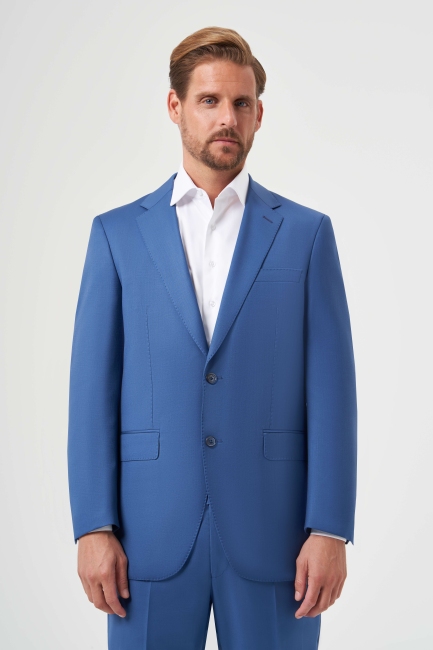 Comfort Fit Mono Yaka Drop 6 Çift Yırtmaçlı Açık Lacivert Erkek Takım Elbise - 5