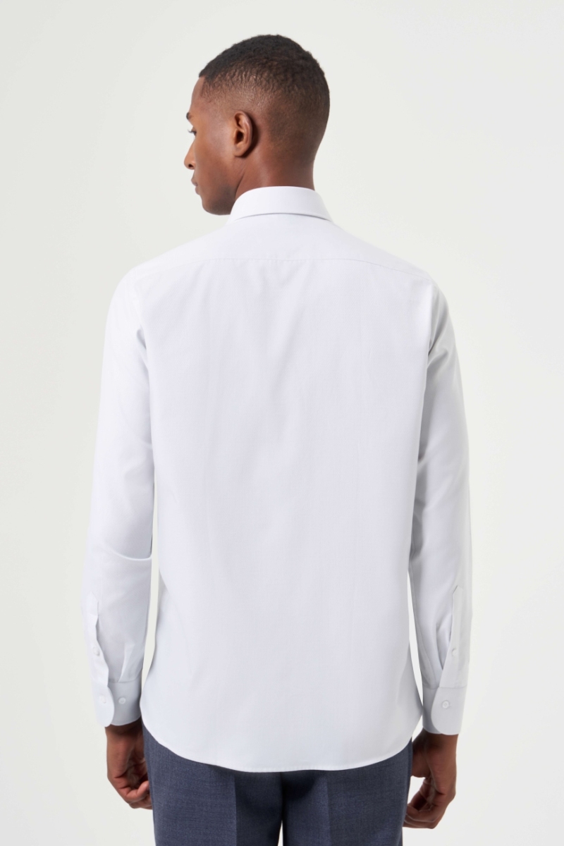 Regular Fit Açık Gri Basic Klasik Erkek Gömlek (1)