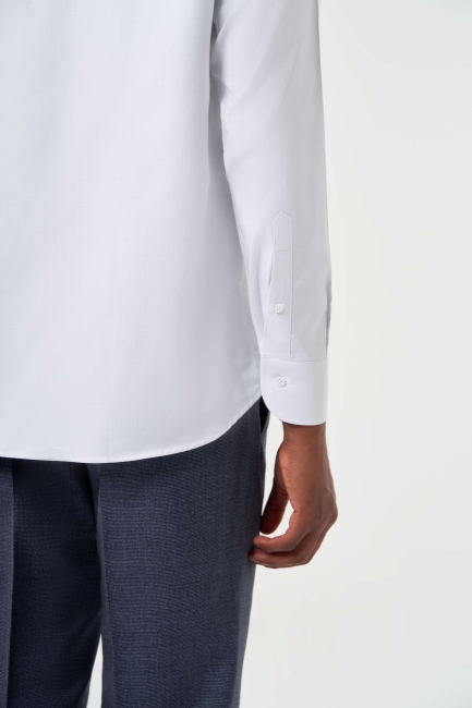 Regular Fit Açık Gri Basic Klasik Erkek Gömlek - 4