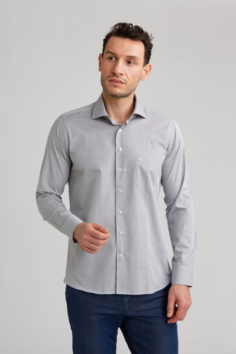 Regular Fit Açık Kahve İtalyan Kumaş Erkek Gömlek - 4