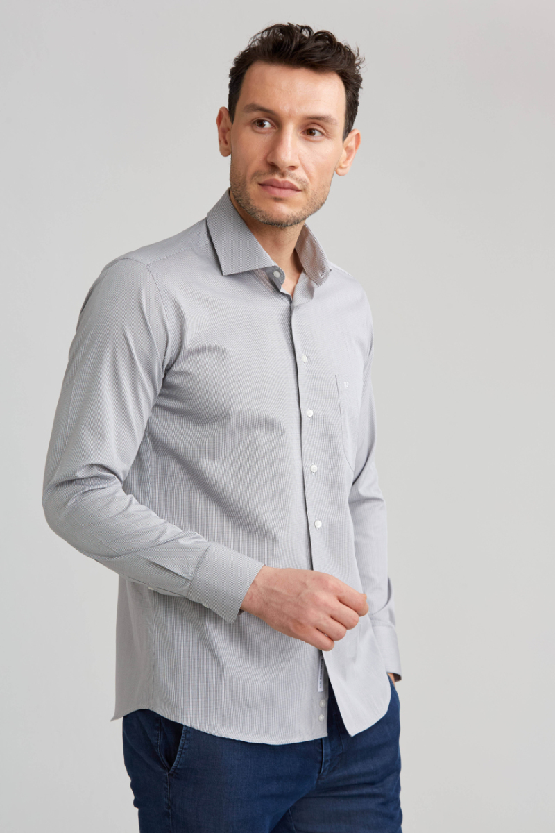 Regular Fit Açık Kahve İtalyan Kumaş Erkek Gömlek