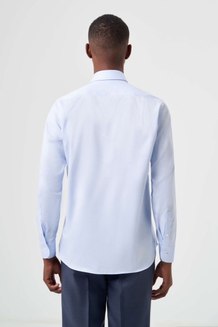 Regular Fit Açık Mavi Basic Klasik Erkek Gömlek - 2