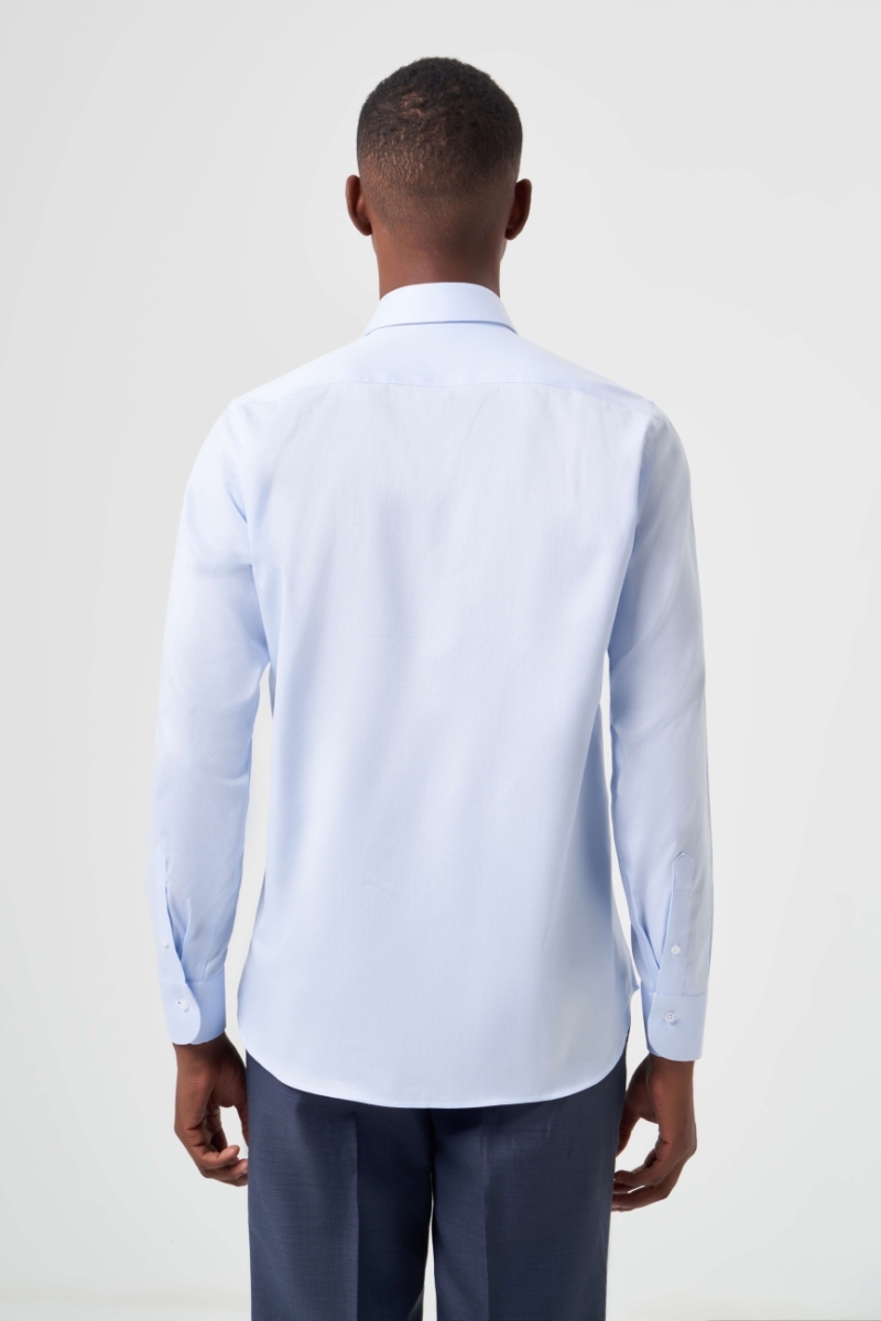 Regular Fit Açık Mavi Basic Klasik Erkek Gömlek - 2