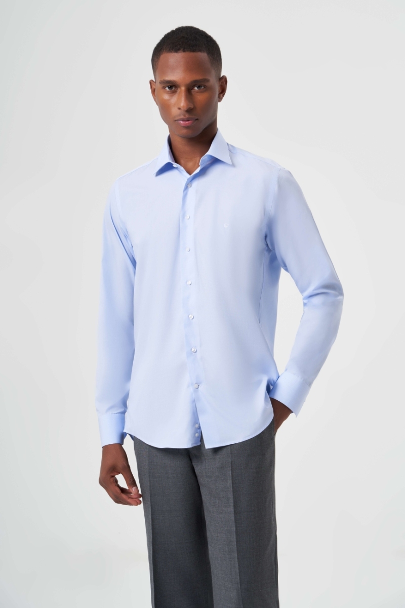 Regular Fit Açık Mavi Klasik Basic Erkek Gömlek