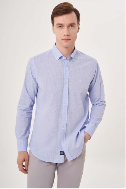 Regular Fit Light Blue Sport Men's Shirt 