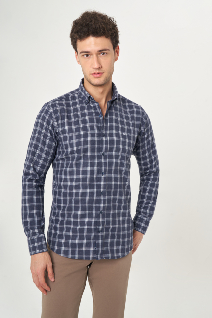 Regular Fit Antrasit Paşa Yaka Spor Erkek Gömlek - 1