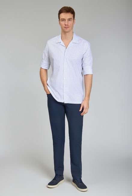 Regular Fit Apaj Yaka Beyaz Basic Spor Erkek Gömlek - 2