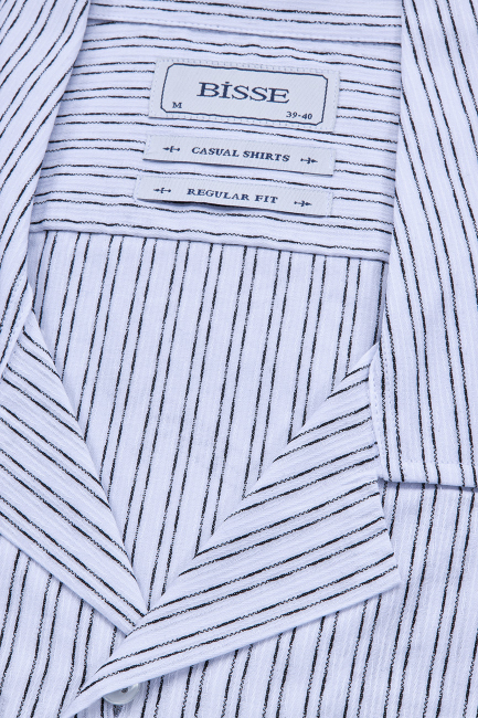 Regular Fit Apaj Yaka Beyaz Basic Spor Erkek Gömlek - 4