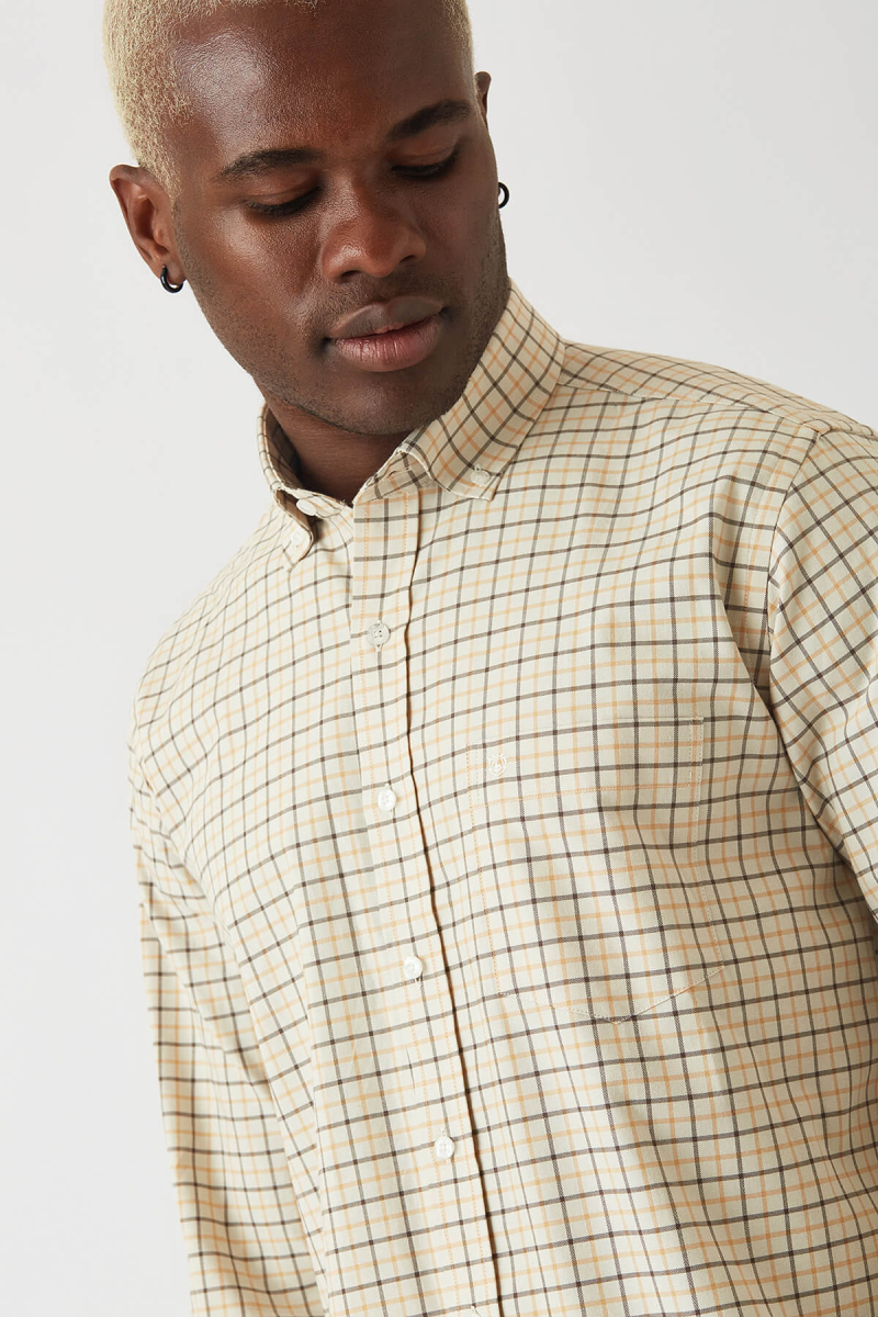 Regular Fit Bej Paşa Yaka Spor Erkek Gömlek - 3