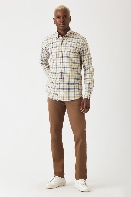 Regular Fit Bej Spor Erkek Gömlek - 4