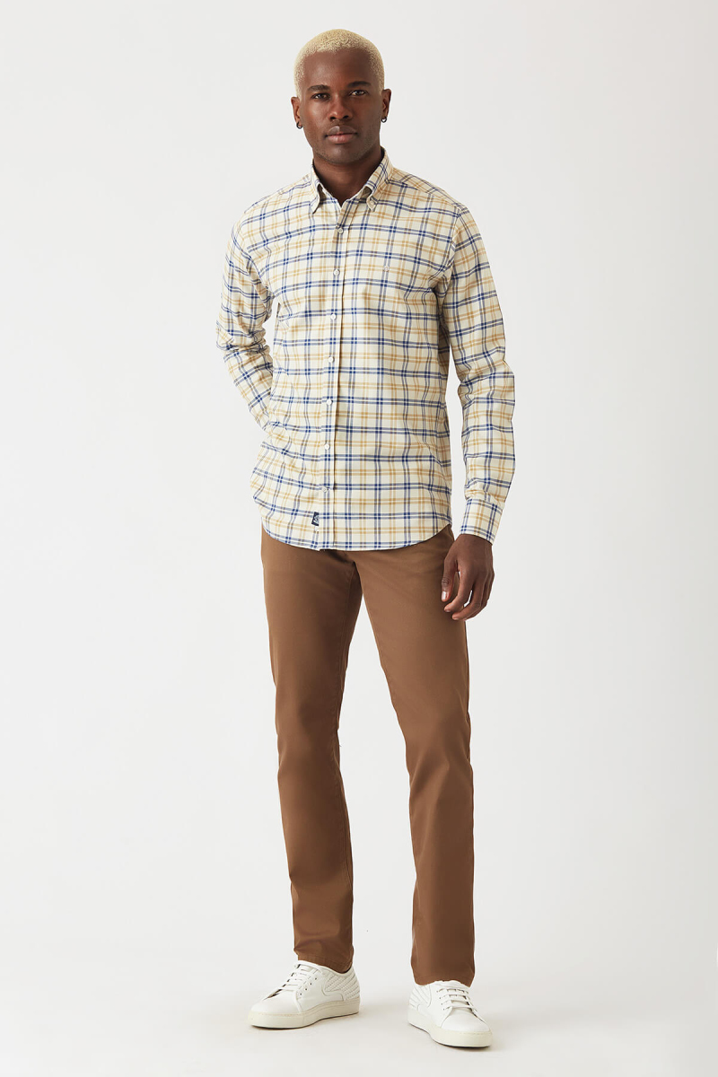 Regular Fit Bej Spor Erkek Gömlek - 4