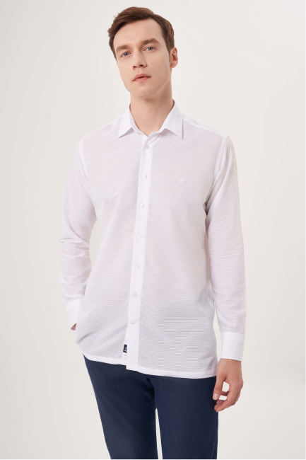 Regular Fit White Sport Men's Shirt - 1