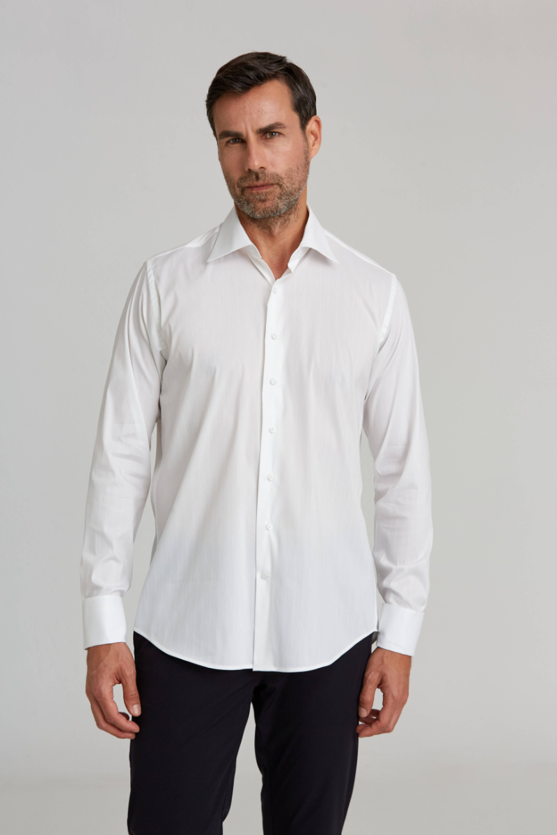 Regular Fit Beyaz Cepli Klasik Erkek Gömlek