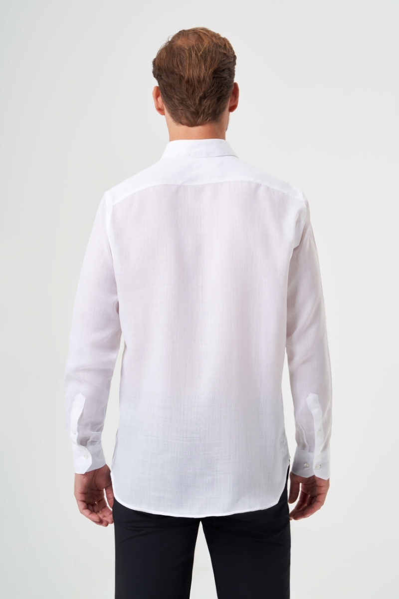 Regular Fit Beyaz Klasik Düz Erkek Gömlek (1)