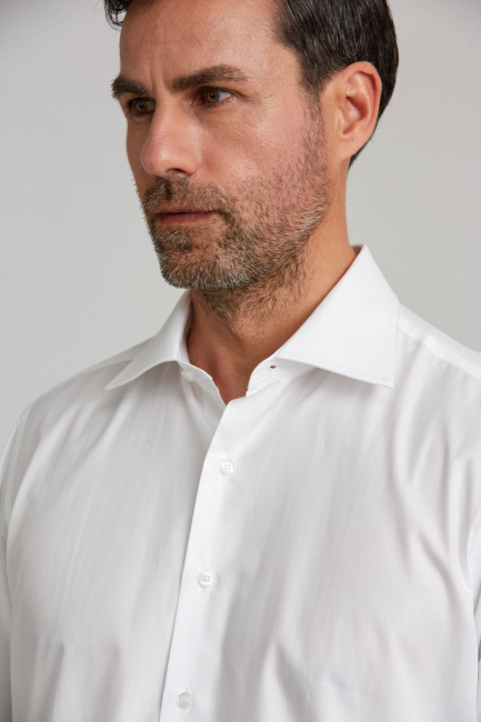 Regular Fit Beyaz Klasik Pamuk Erkek Gömlek - 5