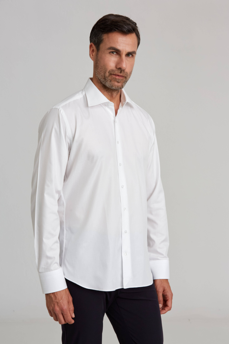 Regular Fit Beyaz Klasik Pamuk Erkek Gömlek - 4