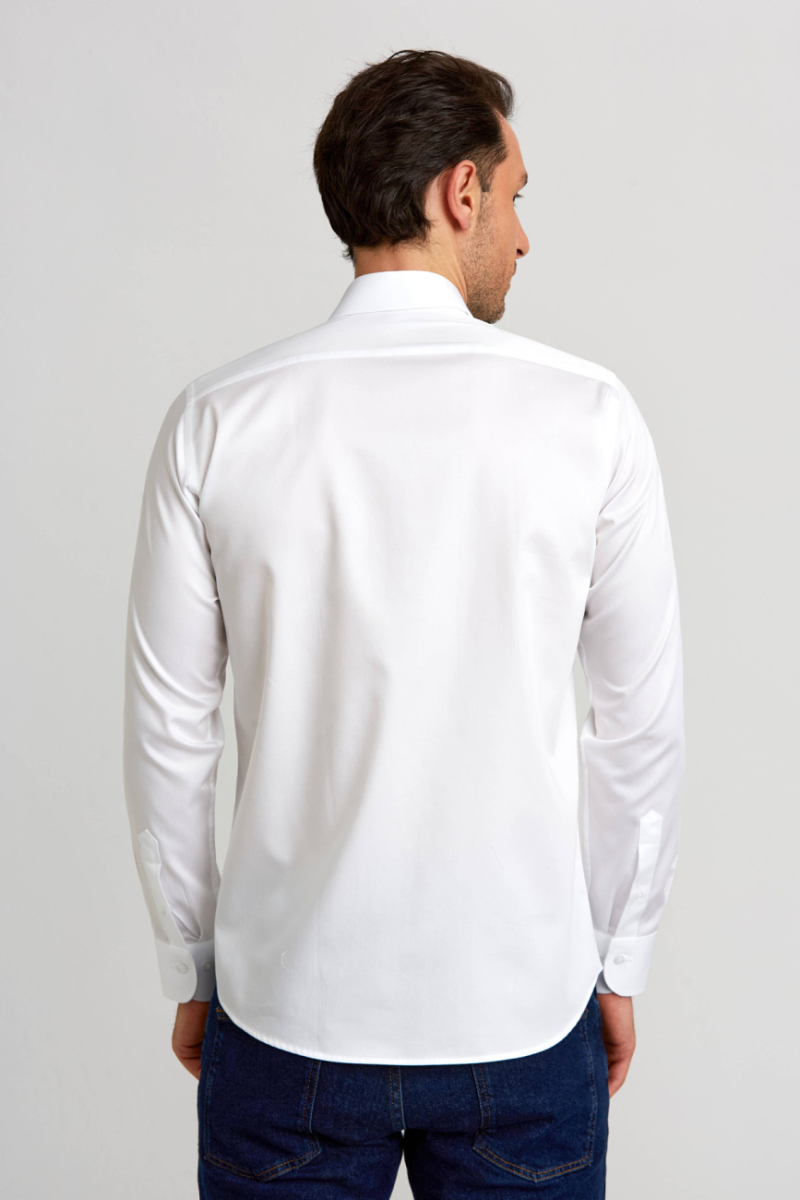 Regular Fit Beyaz Saten Klasik Erkek Gömlek (1)