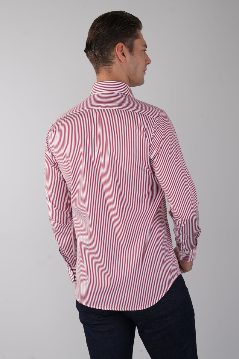 Regular Fit Cepsiz İtalyan Yaka Kırmızı Pamuk Erkek Gömlek (1)