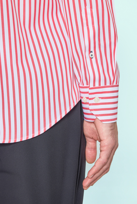 Regular Fit Cepsiz Kırmızı Pamuk Erkek Gömlek - 5