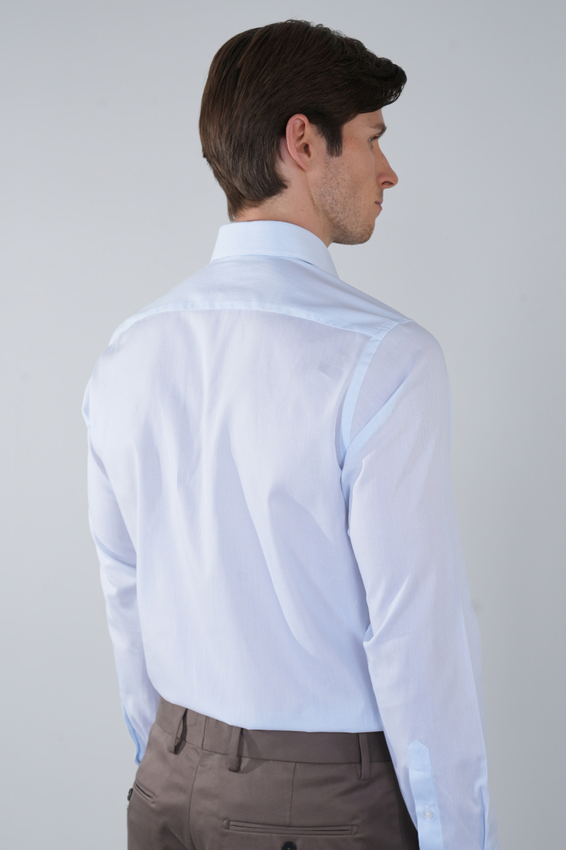 Regular Fit Cepsiz Pamuk Açık Mavi Erkek Gömlek (1)