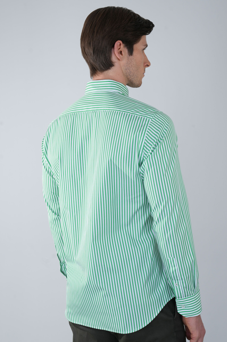 Regular Fit Cepsiz Yeşil Pamuk Erkek Gömlek (1)