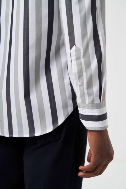 Regular Fit Çizgili Açık Yeşil Erkek Spor Gömlek - 3