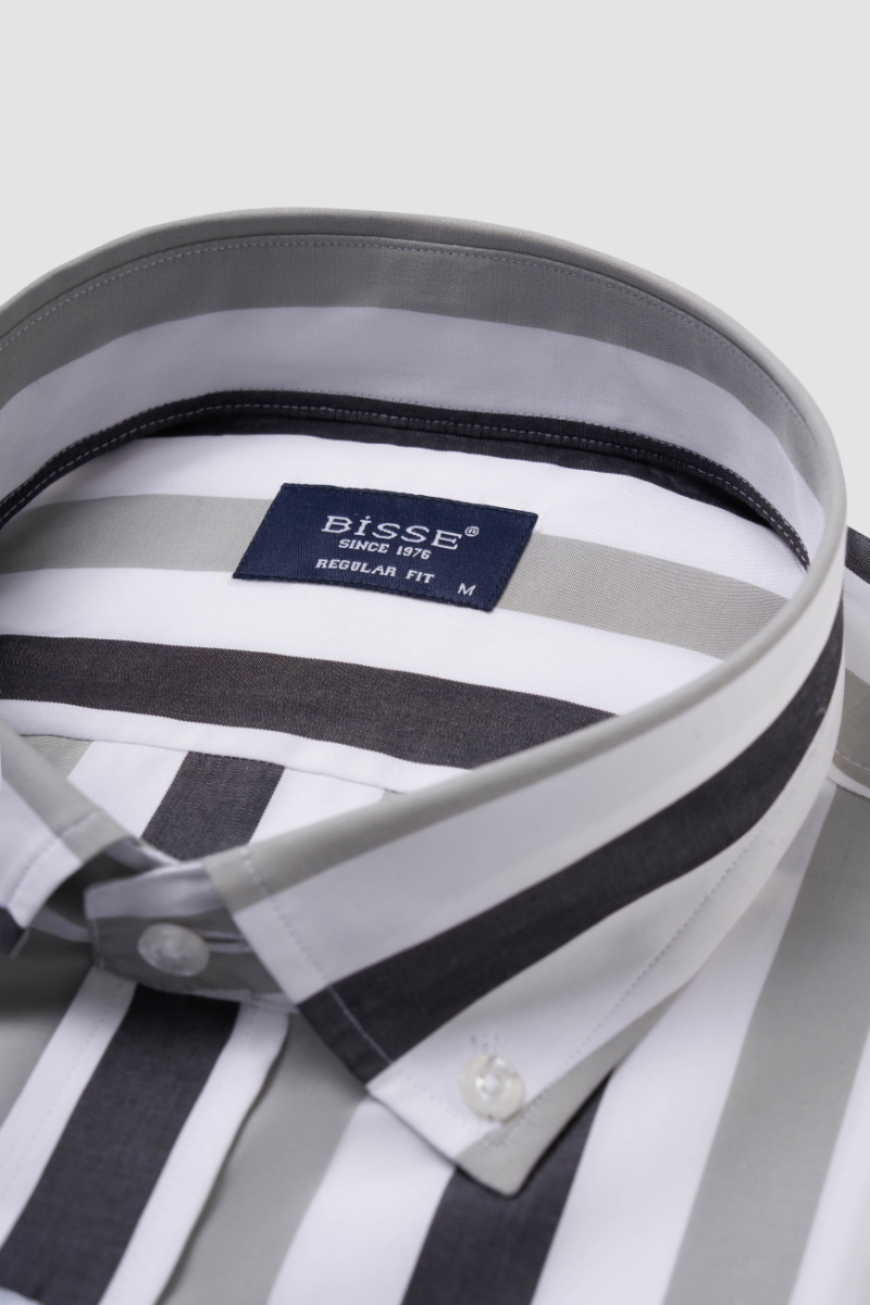Regular Fit Çizgili Açık Yeşil Erkek Spor Gömlek - 6
