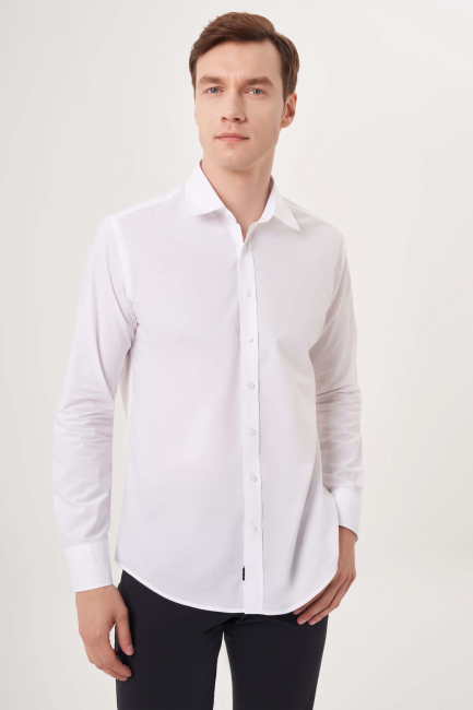 Regular Fit White Sport Men's Shirt