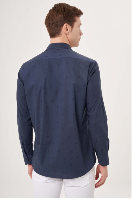 Regular Fit Navy Blue Sport Men's Shirt (1)