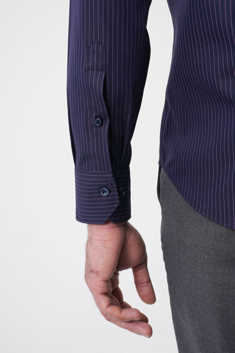 Regular Fit Erkek Uzun Kol Cepsiz Pamuk Lacivert Gömlek - 7