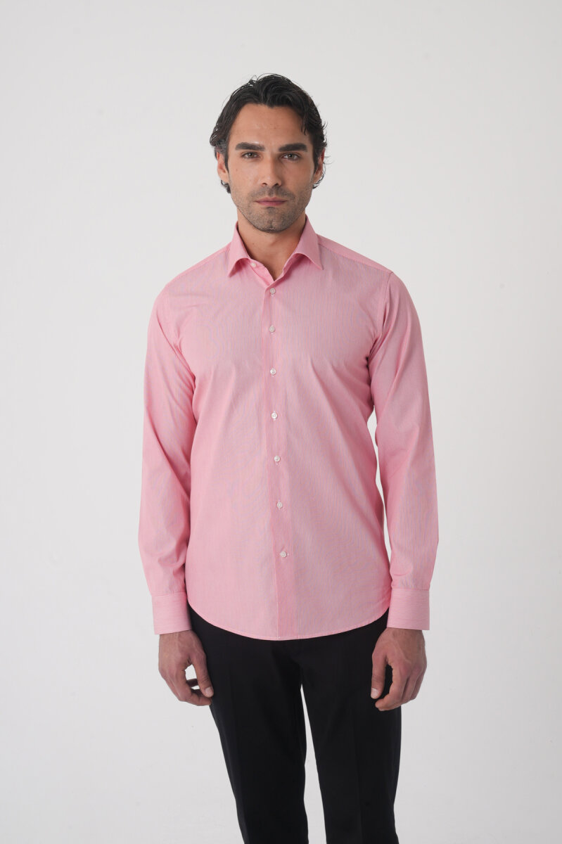 Regular Fit Erkek Uzun Kol Pamuk Kırmızı Gömlek