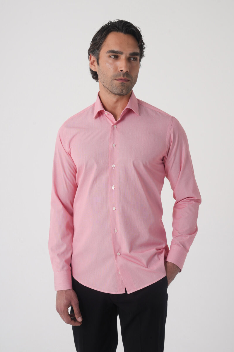 Regular Fit Erkek Uzun Kol Pamuk Kırmızı Gömlek (1)