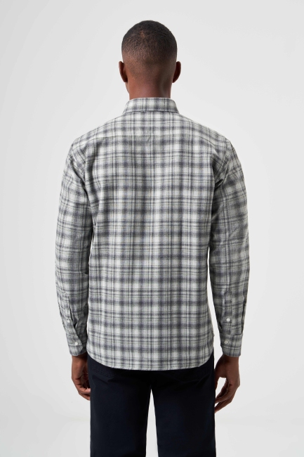 Regular Fit Flanel Ekose Desenli Yeşil Erkek Gömlek - 2
