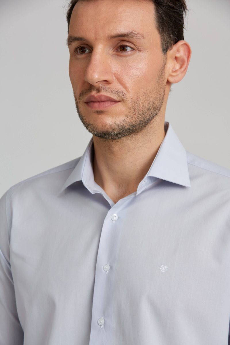 Regular Fit Gri Basic Klasik Erkek Gömlek - 4