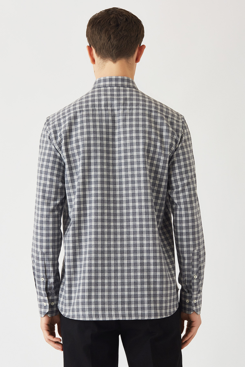 Regular Fit Gri Cep Detaylı Spor Erkek Gömlek (1)